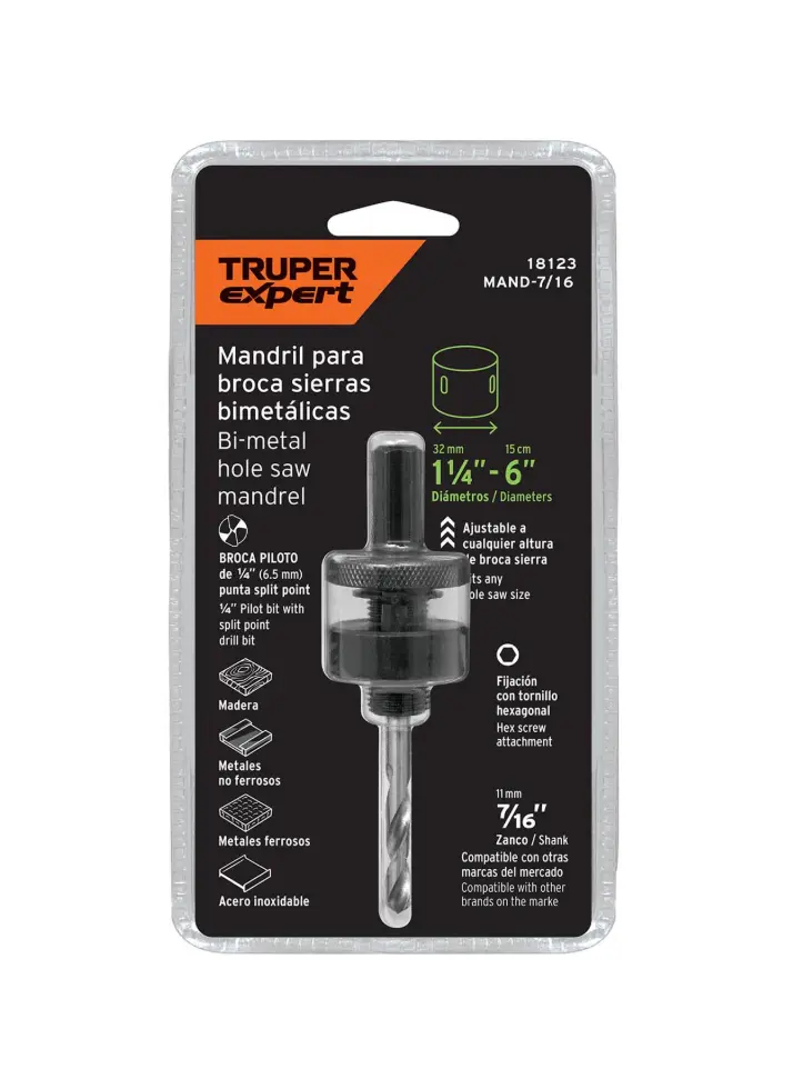 Mandril Zanco 7/16 pulgadas para Brocasierras Bimetálicas Expert MAND-7/16