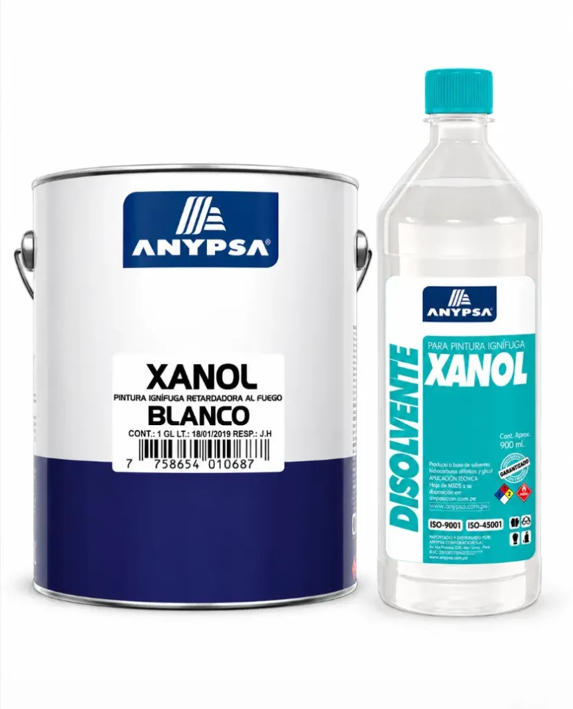 Pintura Ignífuga Xanol Anypsa Blanco 1 galón con Disolvente Xanol 900 ml