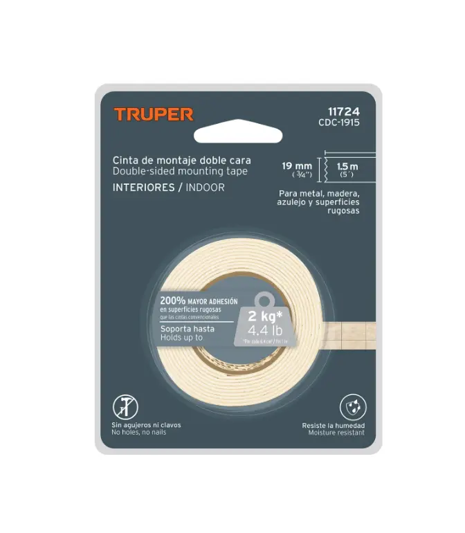 Cinta Doble Cara Truper 19 mm x 1.5 m CDC-1915