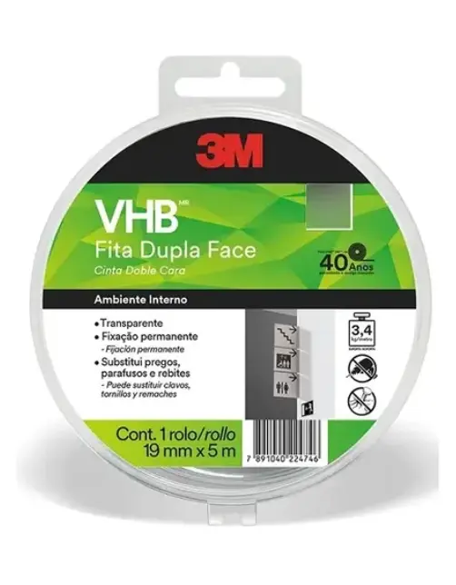 Cinta Doble Cara 3M VHB Transparente 19 mm x 5 m Modelo 4910