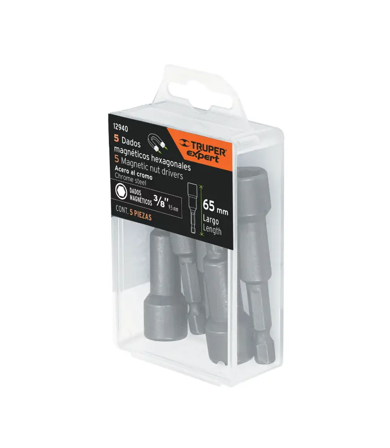 Estuche con 5 Dados Magnéticos Expert 3/8 pulgadas x 2 1/2 pulgadas PUDE-9027 Código 12940