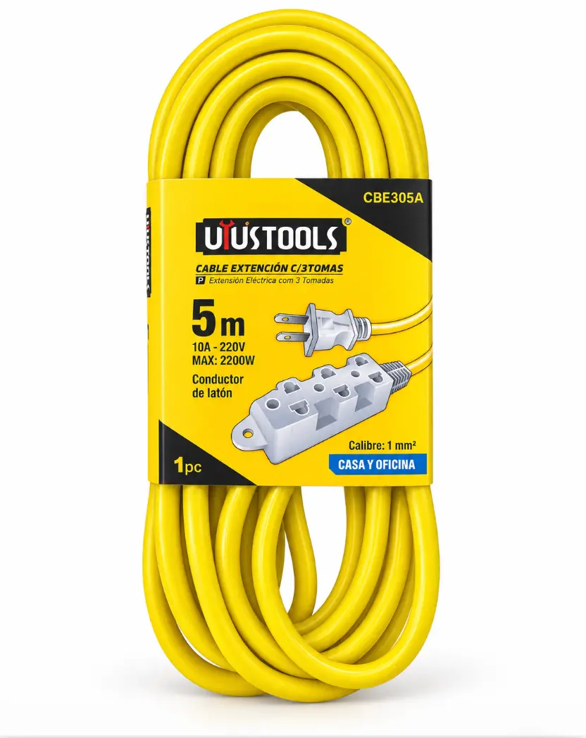 Extensión Eléctrica Uyustools 3 Tomas 5 Metros CBE305A