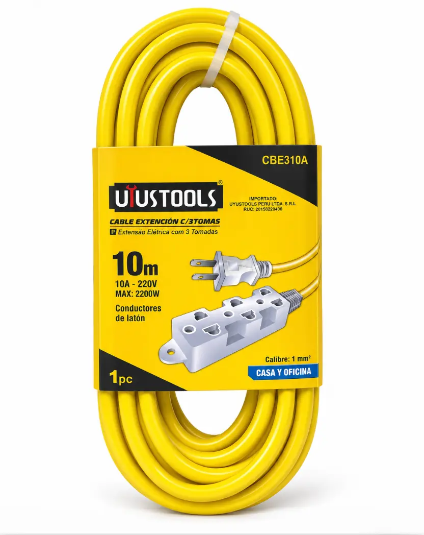 Extensión Eléctrica Uyustools 3 Tomas 10 Metros CBE310A