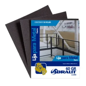 Lija para Metal Abralit Grano 60 de 9 x 11 pulgadas Paquete de 50 Hojas