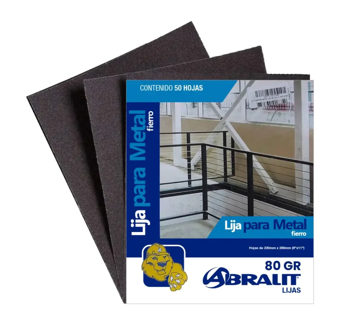 Lija para Metal Abralit Grano 80 de 9 x 11 pulgadas Paquete de 50 Hojas
