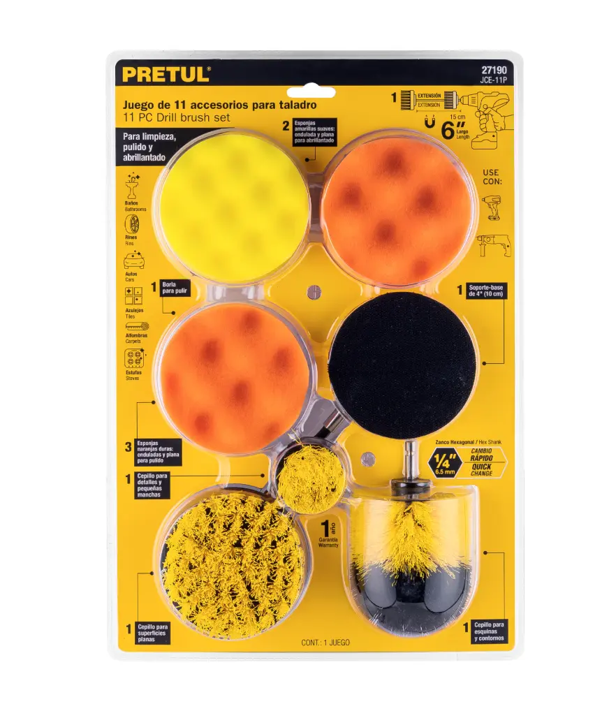 Juego de 11 Accesorios para Limpieza y Pulido Pretul JCE-11P