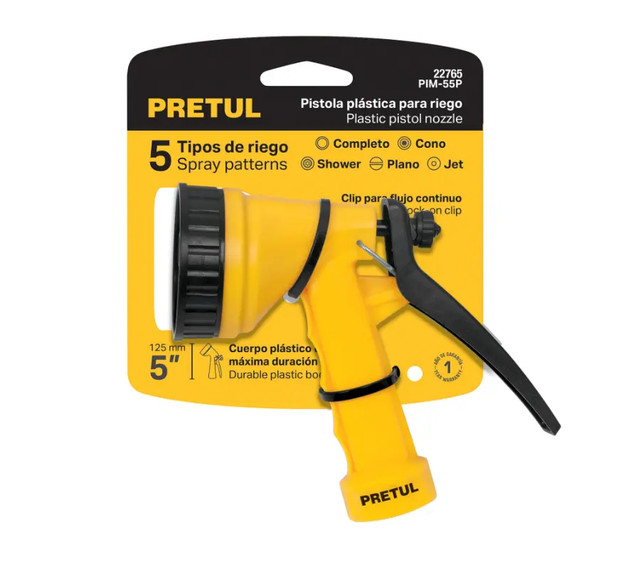 Pistola Plástica para Riego 5 Funciones Pretul PIM-55P 5 pulgadas