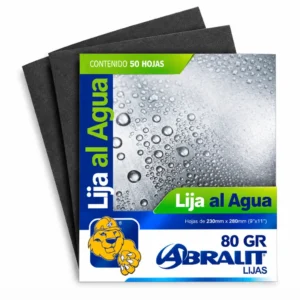 Lija al Agua Abralit Grano 80 de 9 x 11 pulgadas Paquete de 50 Hojas