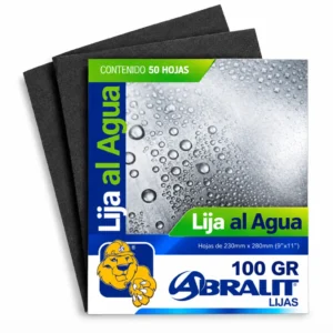 Lija al Agua Abralit Grano 100 de 9 x 11 pulgadas Paquete de 50 Hojas