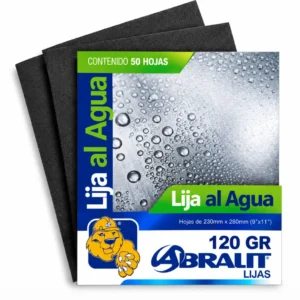 Lija al Agua Abralit Grano 120 de 9 x 11 pulgadas Paquete de 50 Hojas