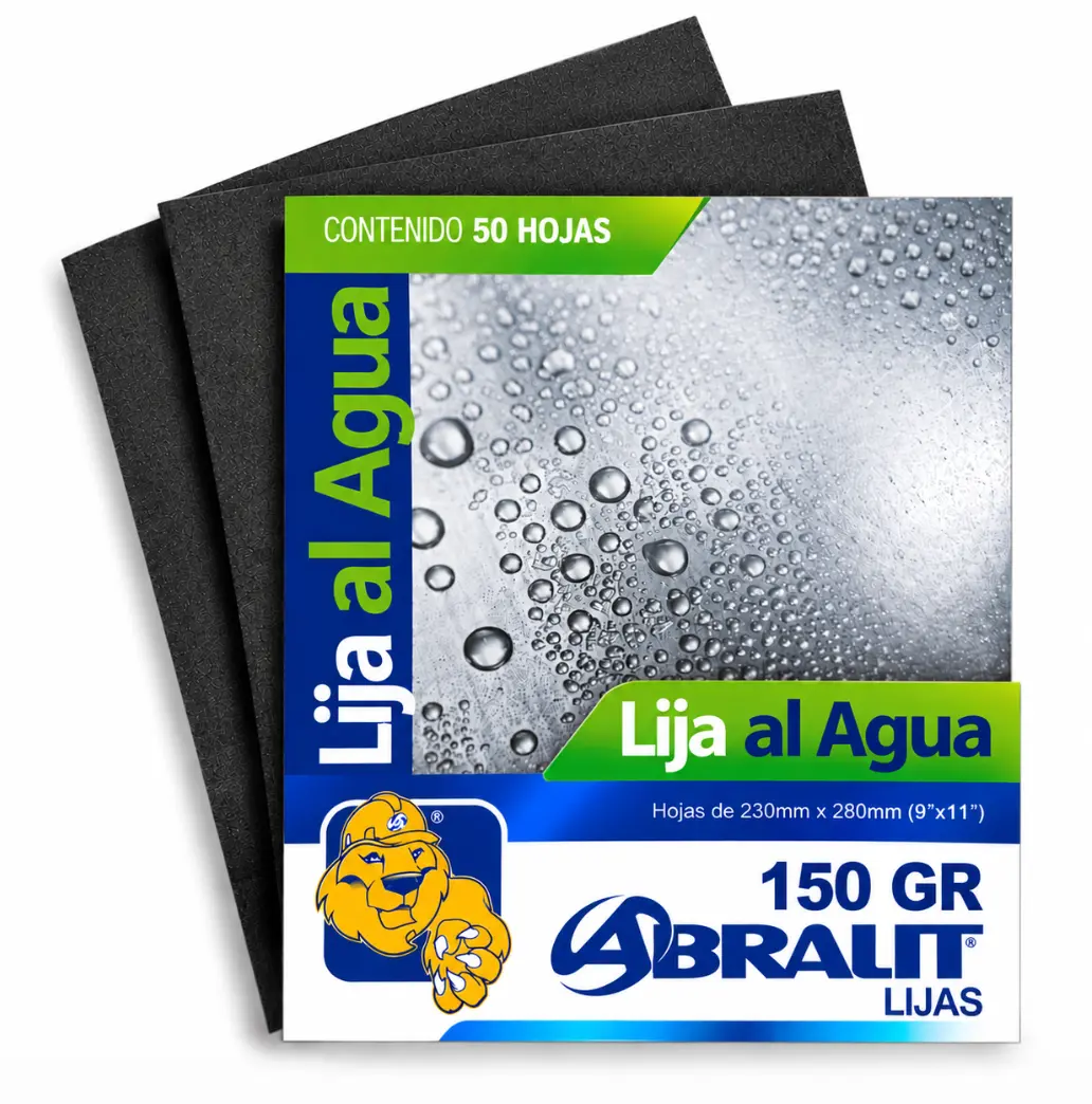 Lija al Agua Abralit Grano 150 de 9 x 11 pulgadas Paquete de 50 Hojas