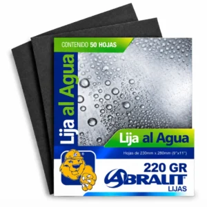 Lija al Agua Abralit Grano 220 de 9 x 11 pulgadas Paquete de 50 Hojas