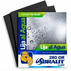 Lija al Agua Abralit Grano 280 de 9 x 11 pulgadas Paquete de 50 Hojas