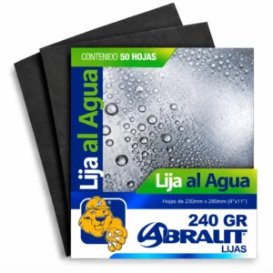 Lija al Agua Abralit Grano 240 de 9 x 11 pulgadas Paquete de 50 Hojas