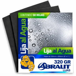 Lija al Agua Abralit Grano 320 de 9 x 11 pulgadas Paquete de 50 Hojas