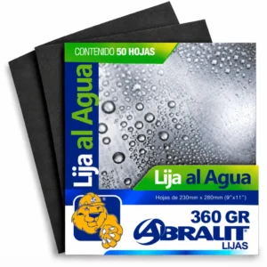 Lija al Agua Abralit Grano 360 de 9 x 11 pulgadas Paquete de 50 Hojas