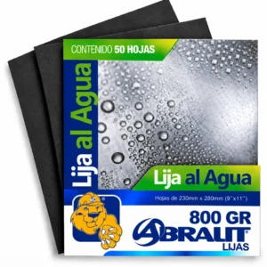 Lija al Agua Abralit Grano 800 de 9 x 11 pulgadas Paquete de 50 Hojas