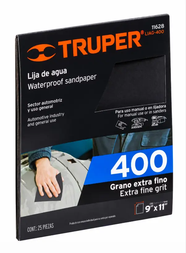 Lija de Agua Truper Grano 400 de Carburo de Silicio Código 11628