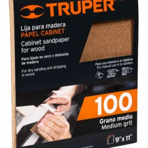 Lija para Madera Truper Grano 100 Paquete de 25 Hojas Código 11611