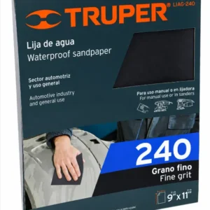 Lija de Agua Truper Grano 240 Paquete de 25 Hojas Código 11624