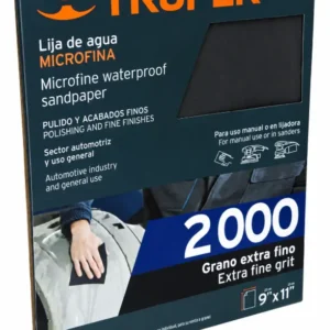 Lija de Agua Microfina Truper Grano 2000 Paquete de 25 Hojas Código 11648