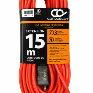 Extensión Eléctrica Naranja Condublex de 15 Metros con 3 Tomas