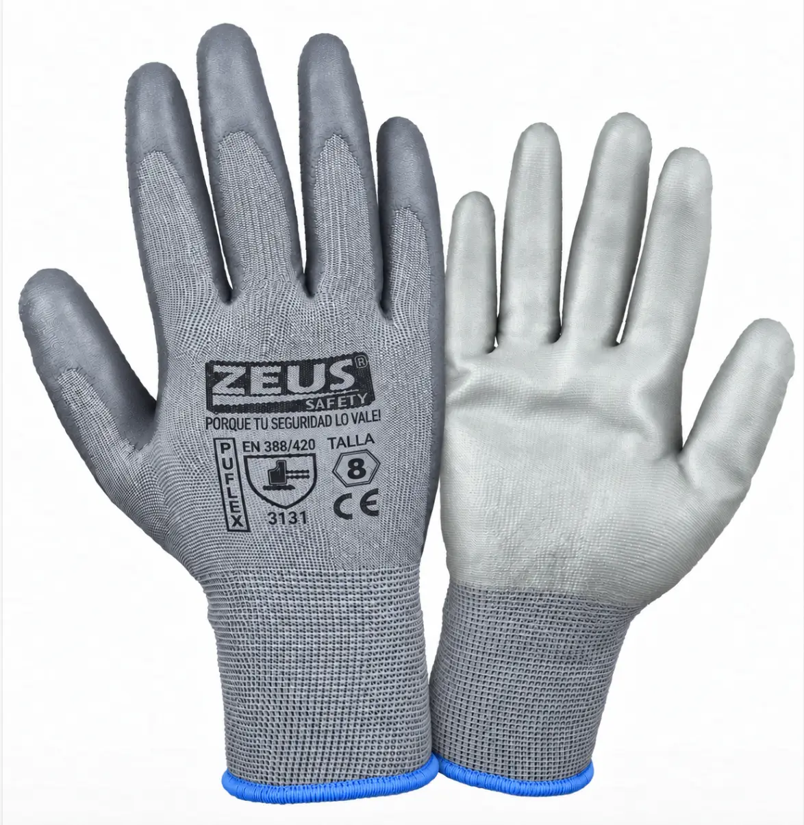 Guante de Poliuretano PuFlex Gris Zeus 3131 Talla 8 Talla 9