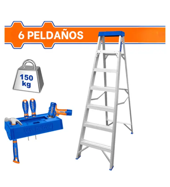 Escalera de Tijera de Aluminio 6 Peldaños 150 kg Wadfow WLD2H06 (copia)