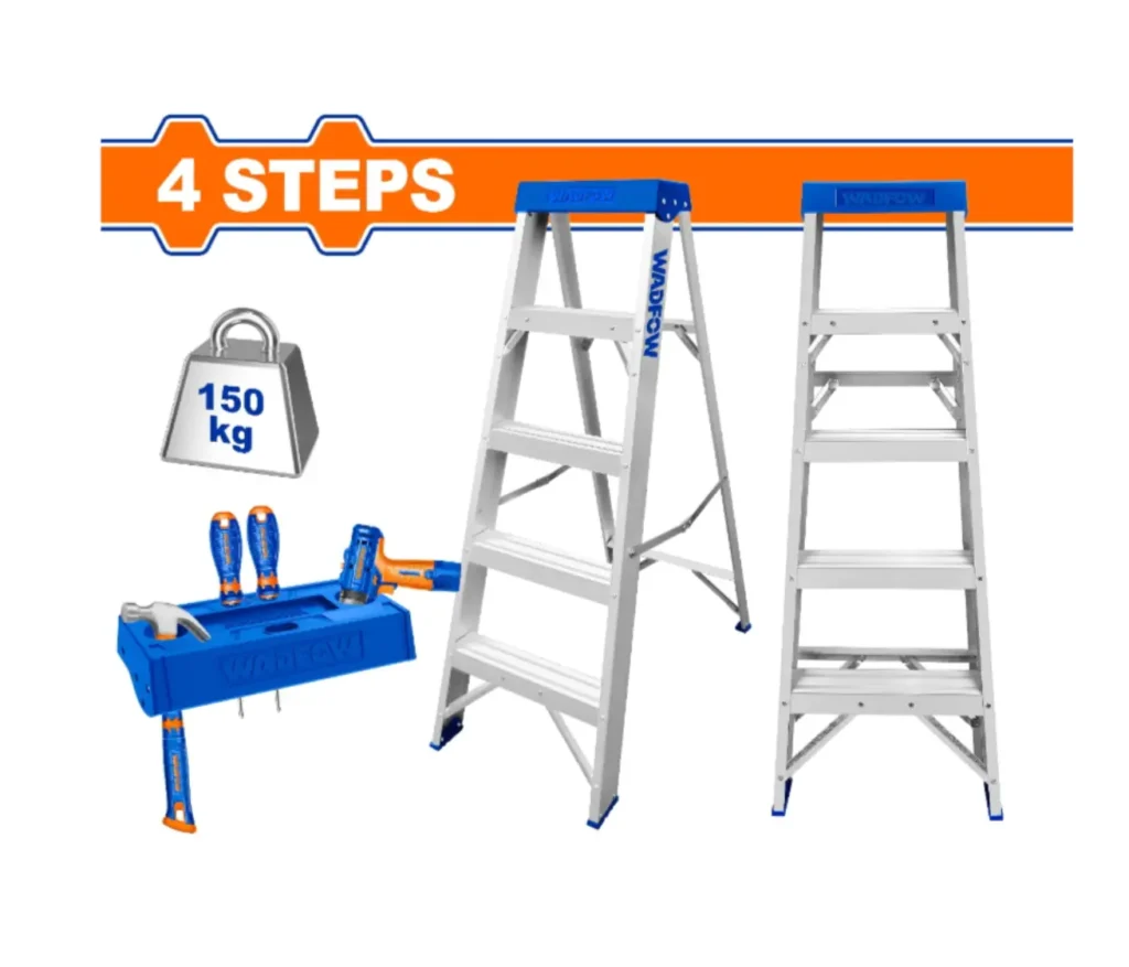 Escalera de Tijera de Aluminio 4 Peldaños 150 kg Wadfow WLD2H04
