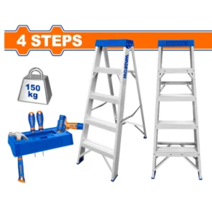 Escalera de Tijera de Aluminio 4 Peldaños 150 kg Wadfow WLD2H04